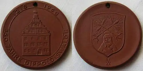 DDR Meissner Porzellan Medaille 750 Jahre Dippoldiswalde 1218 - 1968 (149707)