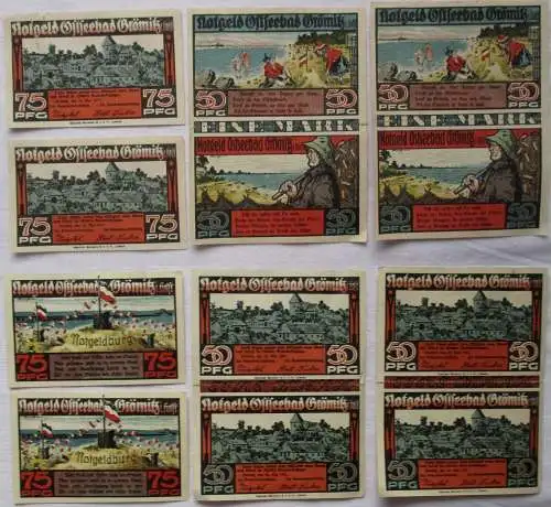 6 Banknoten Notgeld Gemeinde Grömitz in Holstein 12.5.1921 (105698)