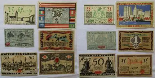 6 Banknoten Notgeld Bremen 1917-1923 (107558)