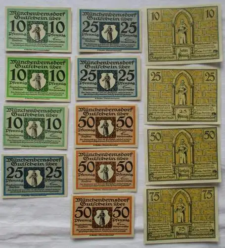 13 Banknoten Notgeld der Stadt Münchenbernsdorf 1921 (101978)