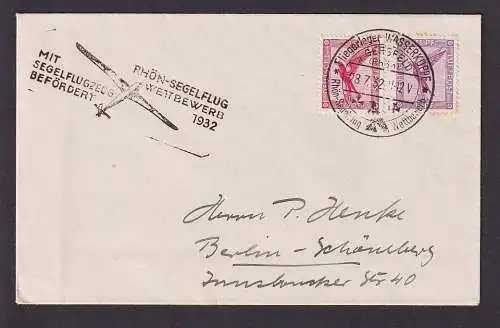 88519 Brief mit Segelflugzeug befördert Rhön Segelflug Wettbewerb 1932