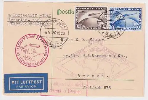 94255 Karte Luftschiff Graf Zeppelin 2 und 4 RM Südamerikafahrt 1930