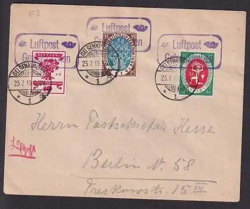 32857 Luftpostbrief Luftpost Gelsenkirchen nach Berlin 23.7.1919