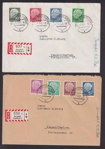 903305 Michel 179,181,183-186,259,260y fluroszierend auf Brief 7.3.1961