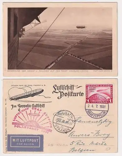 32797 Flugpost Luftschiff-Postkarte Zeppelin Polarfahrt 1931