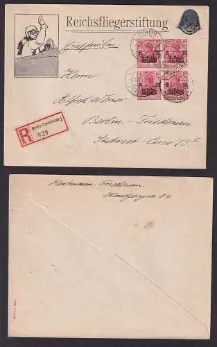 61779 schöner Einschreiben Brief Reichsfliegerstiftung Berlin Friedenau 6.5.1919