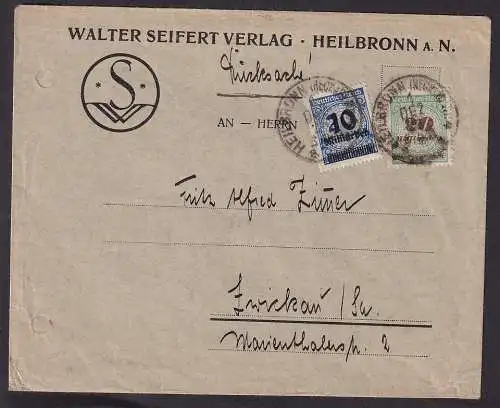 52237 Brief Infla Drucksache Porto 30 Milliarden Stempel Heilbronn 01.12.1923 !!