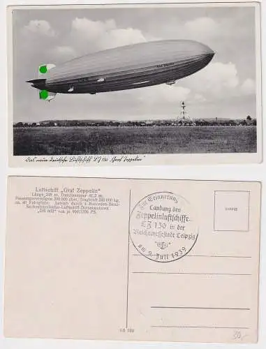 05664 Ak Zeppelin Luftschiff LZ 130 Stempel Landung in Leipzig 1939