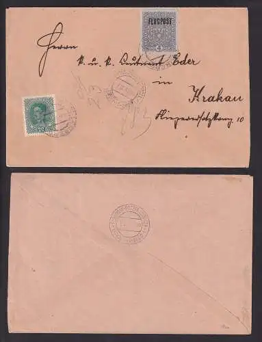 907673 seltener Luftpostbrief von Lemberg nach Krakau 7.9.1918