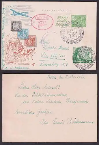 82509 Festpostkarte 100 Jahre deutsche Briefmarke mit Ersttagsst. 1.11.1949