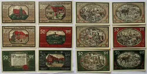 4 x 50, 2 x 75 Pfennig Banknoten Brandnotgeld Stadt Wasungen 1921 (105531)