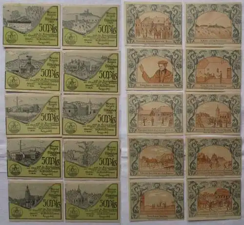 10 Banknoten Notgeld der Stadt Oldisleben 1921 (102344)