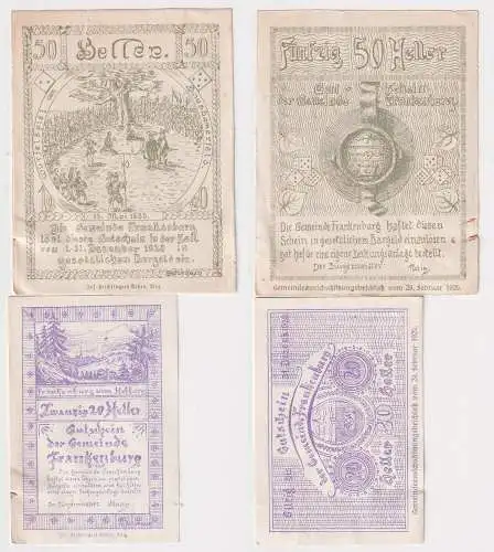 20 und 50 Heller Banknoten Notgeld Gemeinde Frankenburg 1920 (168516)