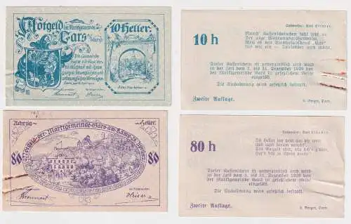 10 und 50 Heller Banknoten Notgeld Marktgemeinde Gars a.Kamp 1920 (168503)