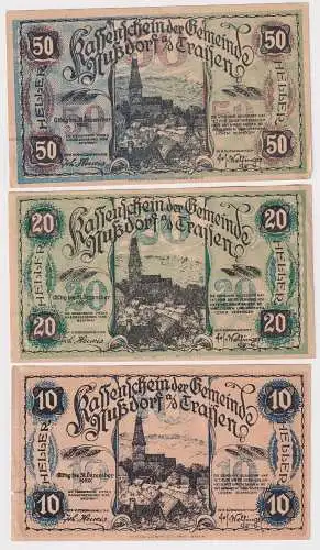 10, 20 und 50 Heller Banknoten Notgeld Gemeinde Nußdorf a.d.Traisen1920 (168546)