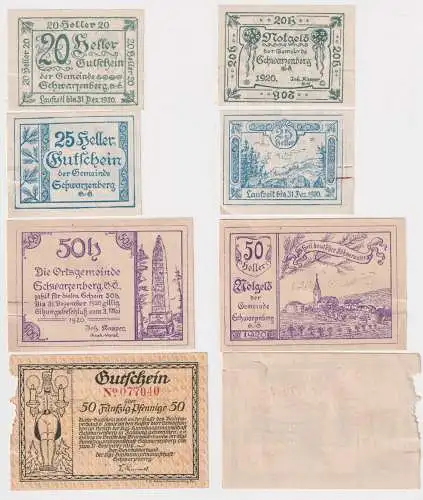 20,25 und 50 Heller Banknoten Notgeld Gemeinde Schwarzenberg O.Ö. 1920 (151957)