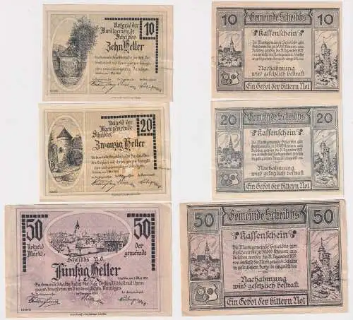 10, 20 und 50 Heller Banknoten Notgeld Gemeinde Gainfarn 1920 (155804)