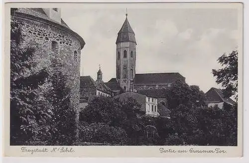 10527 Ak Freystadt N./Schl Partie am brossener Tor Kożuchów Marienkirche 1942