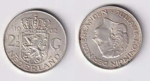 2 1/2 Gulden Silber Münze Niederlande 1962 f.vz (166598)