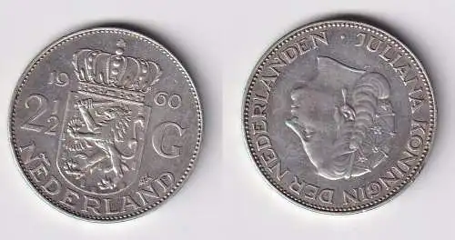 2 1/2 Gulden Silber Münze Niederlande 1960 ss+ (166150)