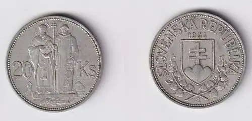 20 Kronen Silber Münze Slowakei 1941 ss+(164769)