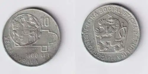 10 Kronen Silber Münze Tschechoslowakei 1966 ss (159571)