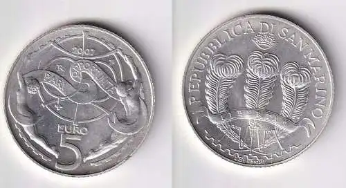 5 Euro Silber Münze San Marino Chancengleichheit 2007 Stgl. (160207)