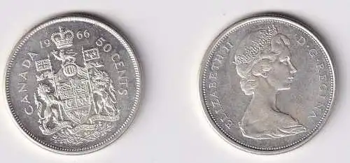 50 Cents Silber Münze Kanada 1966 Stgl. (164297)