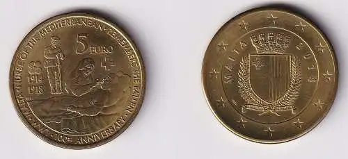 5 Euro Münze Malta 100. Jahrestag des Ersten Weltkrieges 2014 (167047)