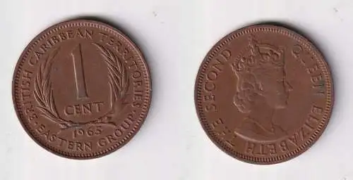 1 Cent Kupfer Münze British Caribean Territories Eastern Group 1965 (166837)