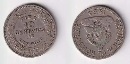 10 Centavos Kupfer Nickel Münze Honduras 1954 f.vz (163779)