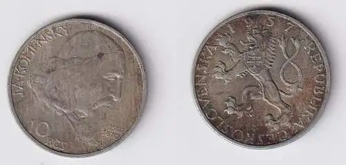 10 Kronen Silber Münze Tschechoslowakei 1957 ss+ (152129)