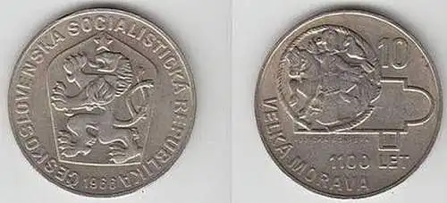 10 Kronen Silber Münze Tschechoslowakei 1966 ss+(151593)