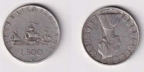 500 Lire Silber Münze Italien 1961 Kolumbus Flotte ss+ (161504)