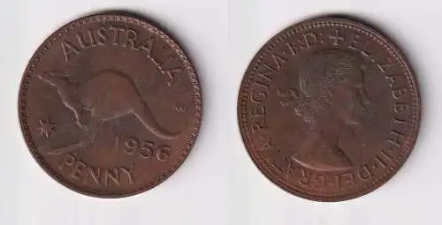 1 Penny Kupfer Münze Australien Känguru 1956 ss+ (107629)