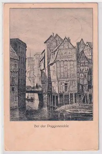 902084 Ak Bei der Poggenmühle Rückseite der Poggenmühle Hamburg 1915