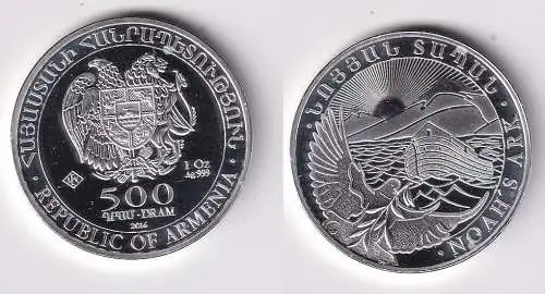 500 Dram Silbermünze Armenien 2016 Arche Noah Stgl. (107617)