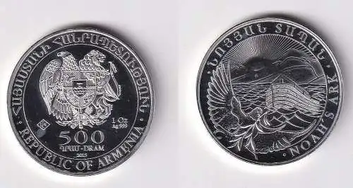 500 Dram Silbermünze Armenien 2015 Arche Noah Stgl. (104133)