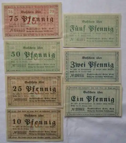 7 Banknoten Notgeld Trier Buchdruckerei Gebr. Koch 1920 (113495)