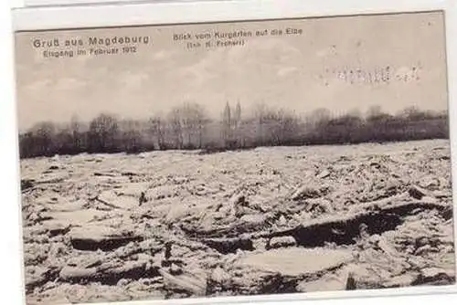 00930 Ak Gruß aus Magdeburg Elbe mit Eisgang im Februar 1912