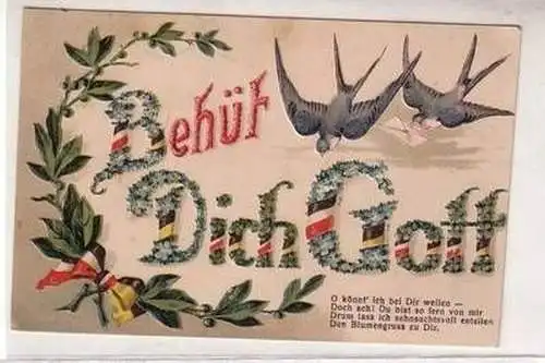 15238 Schwalben Präge Ak Behüt dich Gott um 1910