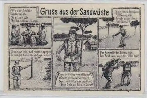 49701 Humor Ak Gruß aus der Sandwüste um 1935