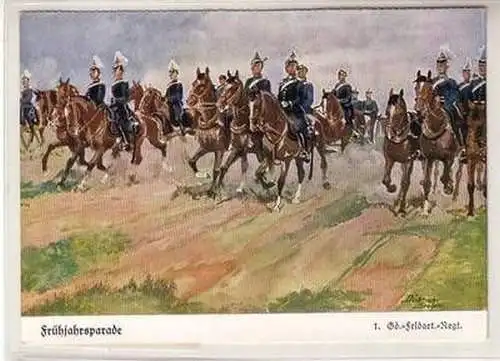 55403 Ak "Frühjahrsparade" 1. Garde Feldartillerie Regiment