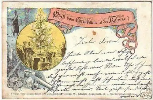 05846 Ak Gruß vom Christbaum in der Kaserne 1900