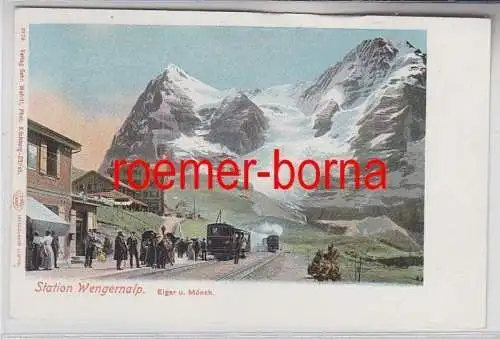 79196 Ak Station Wengernalp Eiger und Mönch um 1900