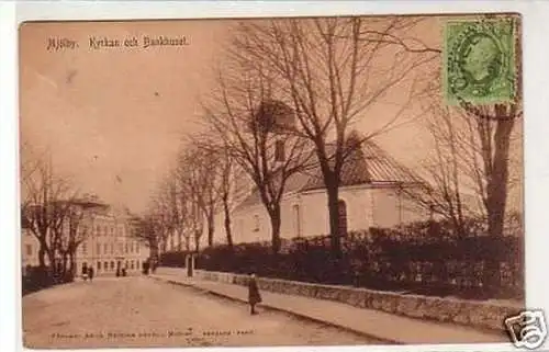 33250 Ak Mjölby Kyrkan och Bankhuset Schweden 1910