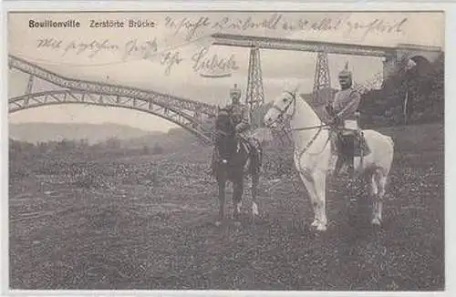 38798 Ak Bouillonville Lothringen zerstörte Brücke 1914