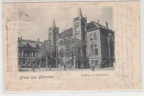 62218 Ak Gruß aus Gütersloh Rathaus und Ratskeller 1898