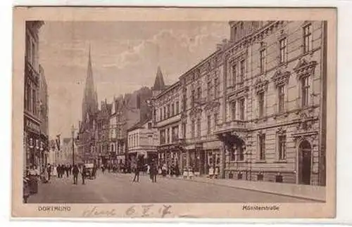 42874 Ak Dortmund Münsterstraße Uhrmacher, Apotheke usw. 1917