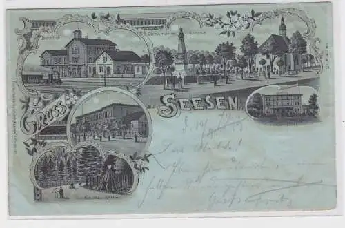 88325 Mehrbild Mondscheinkarte Gruss aus Seesen 1899